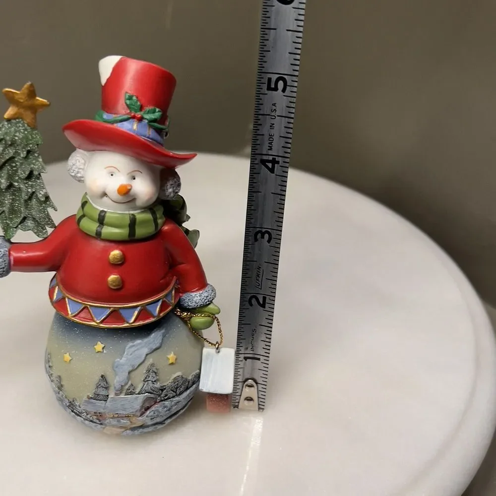 Mrs. Snowman Figurine Christmas Tree and Birdhouse Frosty 3D Detailed Base 5